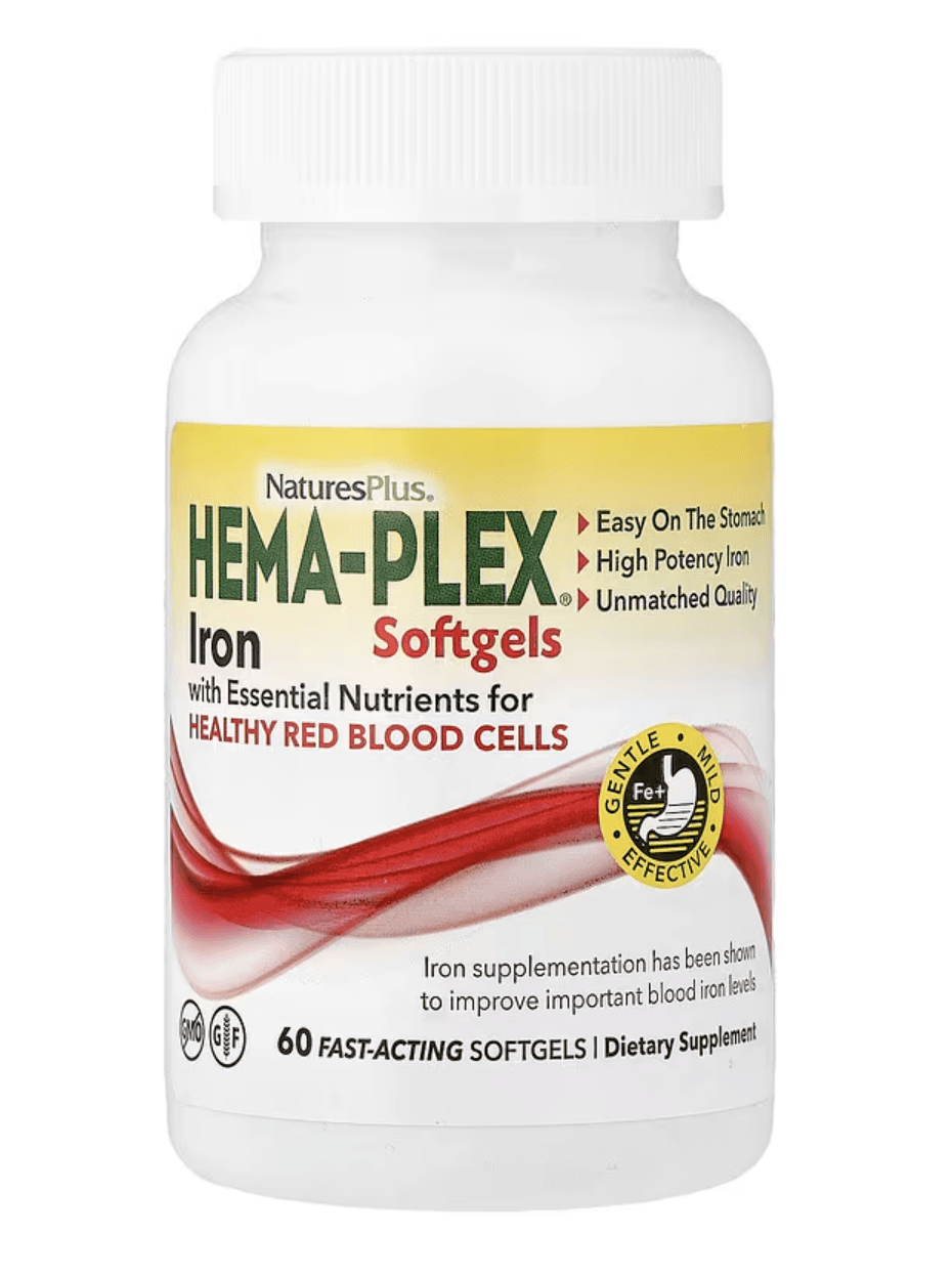 NaturesPlus, Залізо Hema-Plex®, 60 швидкодіючих м'яких капсул