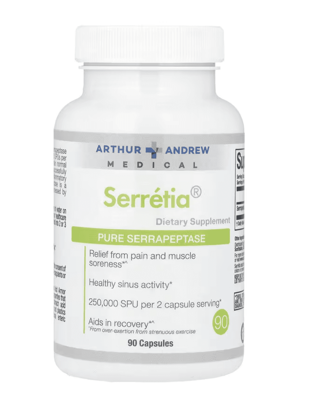 Arthur Andrew Medical, Serretia®, чиста серрапептаза, 90 капсул