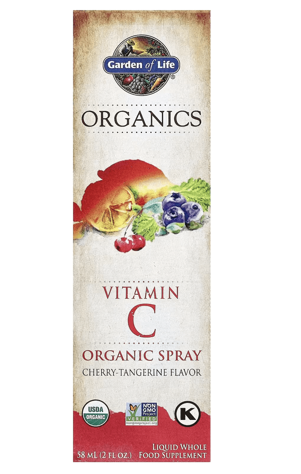 Garden of Life, MyKind Organics, Spray biologico alla vitamina C, ciliegia e mandarino, 58 ml