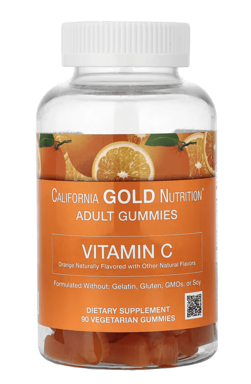 Жувальні цукерки California Gold Nutrition з вітаміном С та 100% бета-каротином, 90 вегетаріанських жувальних цукерок
