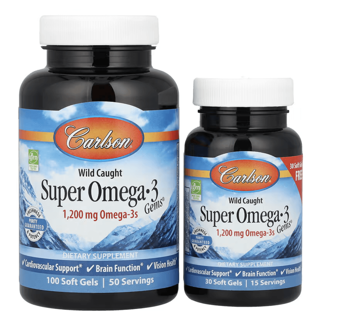 Carlson, Super Omega-3 Gems® catturate allo stato brado, 100 + 30 capsule molli