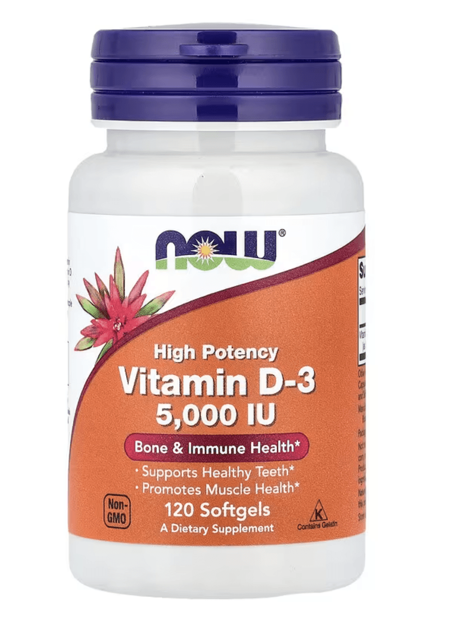 NOW Foods, Вітамін D3, висока доза, 125 мкг (5000 МО), 120 м’яких желатинових капсул